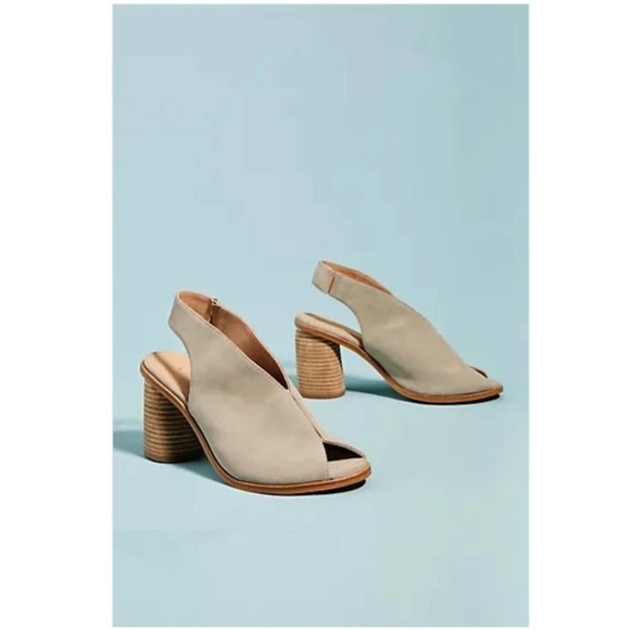 Anthropologie Tracy Slingback Gray Suede Shooties Womens Size 38 US 8 - Picture 1 of 14
